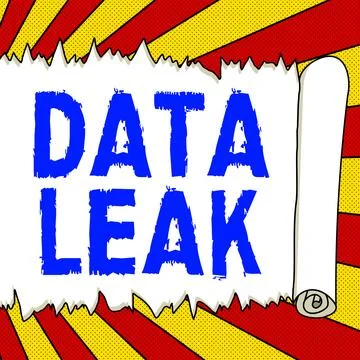 Text caption presenting Data Leak. Internet Concept released illegal Stock Illustration