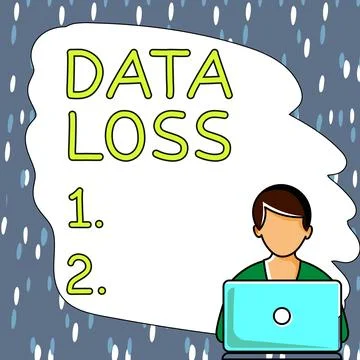 Text caption presenting Data Loss. Word for process or event that results in Stock Illustration