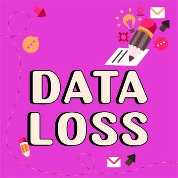 Text caption presenting Data Loss. Word Written on process or event that results Stock Illustration