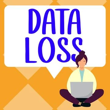 Text caption presenting Data Loss. Word Written on process or event that results Illustrazione stock