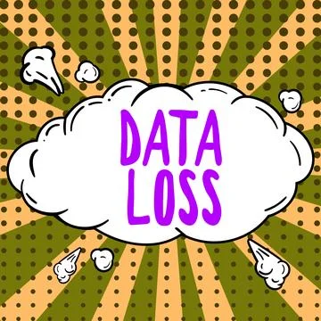 Text caption presenting Data Loss. Word for process or event that results in Illustrazione stock