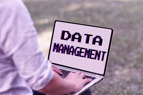 Text caption presenting Data Management. Business approach disciplines related Stockfoto's