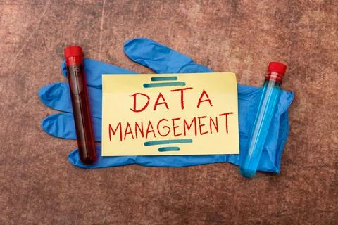 Text caption presenting Data Management. Business overview disciplines related Stock Photos