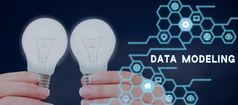 Text caption presenting Data Modeling. Conceptual photo process of transferring Stock Photos