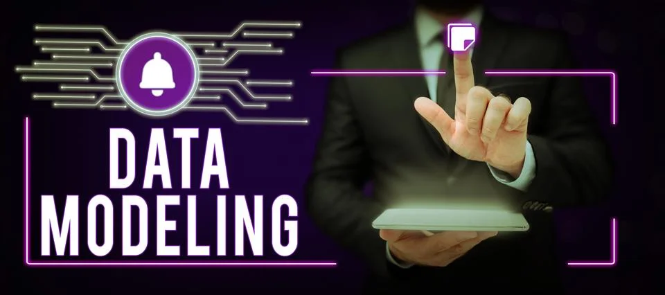 Text caption presenting Data Modeling. Word Written on process of transferring Stock Photos