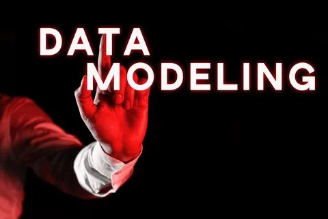 Text caption presenting Data Modeling. Word for process of transferring data 스톡 사진