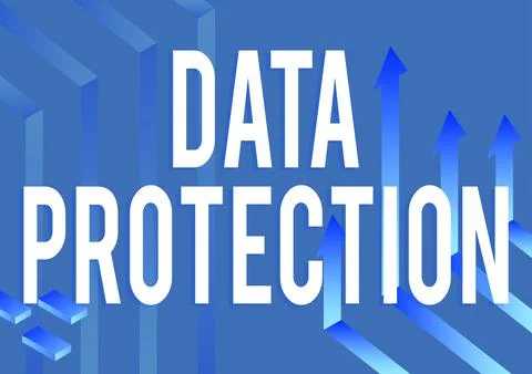 Text caption presenting Data ProtectionProtect IP addresses and personal data Stock Illustration