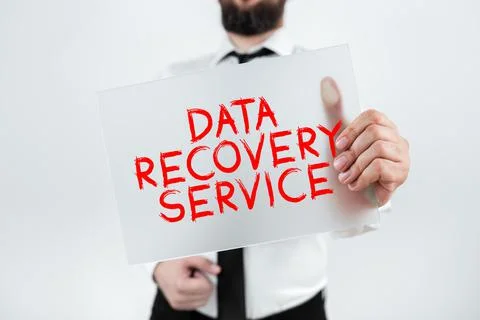 Text caption presenting Data Recovery Service, Business concept Process of re Stock Photos