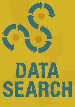 Text caption presenting Data Search. Concept meaning gathers and reports Stock Illustration