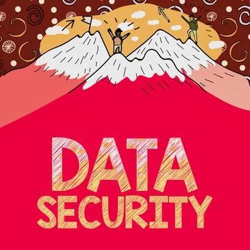 Text caption presenting Data Security. Word for Confidentiality Disk Encryption Stock Illustration