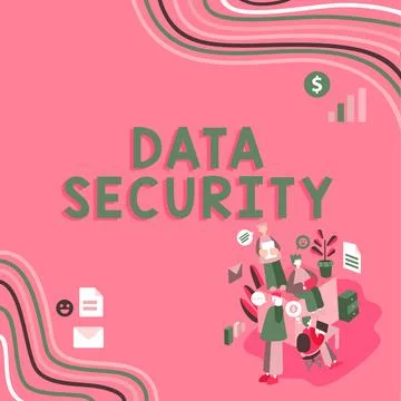 Text caption presenting Data Security. Business overview Confidentiality Disk イラスト素材