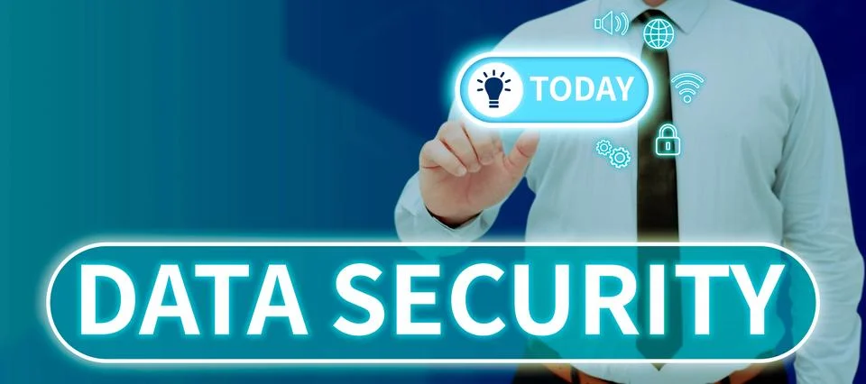 Text caption presenting Data Security. Word Written on Confidentiality Disk Stock Photos