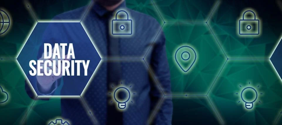 Text caption presenting Data Security. Business overview Confidentiality Disk Stock Photos