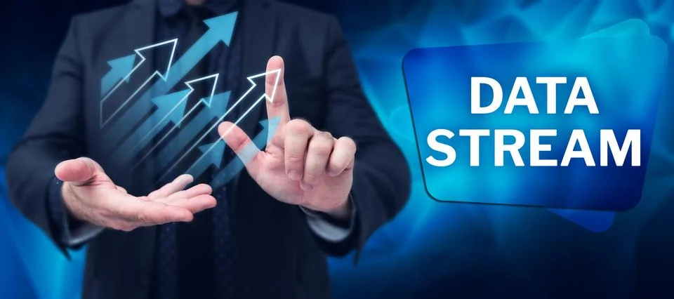 Text caption presenting Data Stream. Business showcase sequence of digitally Stock Photos