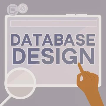 Text caption presenting Database Design. Business concept organisation of data Illustrazione stock