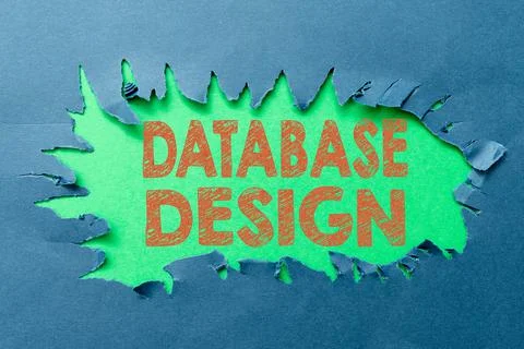 Text caption presenting Database Design. Conceptual photo organisation of data Stock Photos