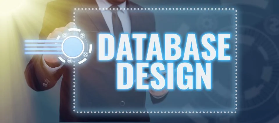 Text caption presenting Database Design. Business concept organisation of data Stock Photos