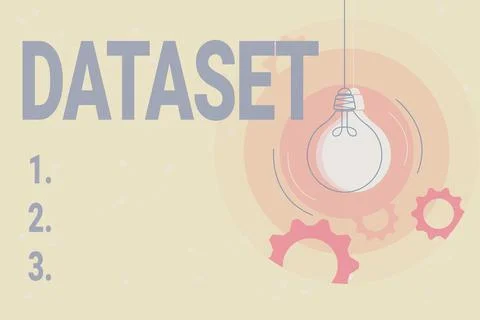 Text caption presenting Dataset. Business approach collection of numbers or Stockillustratie