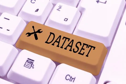 Text caption presenting Dataset. Business idea collection of numbers or values Foto stock