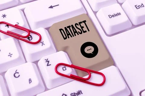 Text caption presenting Dataset. Business idea collection of numbers or values Foto stock