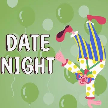Text caption presenting Date Night. Word for a time when a couple can take time Stock Illustration