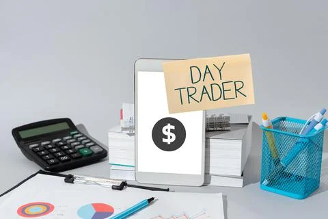 Text caption presenting Day Trader. Conceptual photo A person that buy and sell Stock Photos