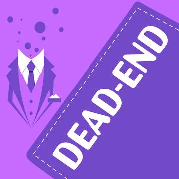 Text caption presenting Dead End. Word Written on reaching limit of road or Stock Illustration