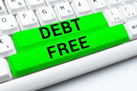 Text caption presenting Debt Free. Business showcase Financial freedom Not owing Stock Photos