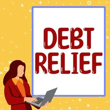 Text caption presenting Debt Relief. Word Written on partial or total remission Stock Illustration