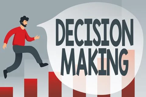 Text caption presenting Decision Making. Business idea The act of deciding Ilustración de archivo