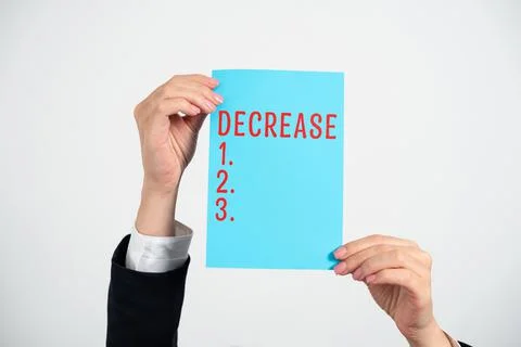 Text caption presenting Decrease. Business overview make or become smaller or Stock Photos