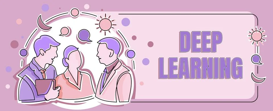 Text caption presenting Deep Learning. Word for Hierarchical Abstractions 스톡 일러스트