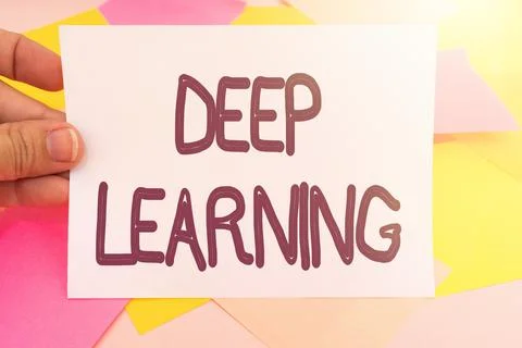 Text caption presenting Deep Learning. Word Written on Hierarchical Abstractions Foto stock