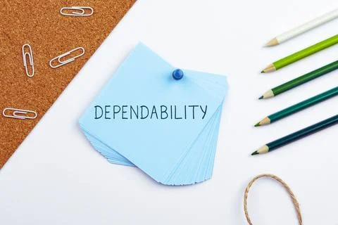 Text caption presenting Dependability. Business concept capable of being trusted Stockfoto's