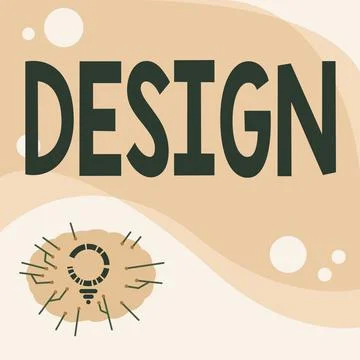 Text caption presenting Design. Business showcase plan drawing produced to show Stock Illustration