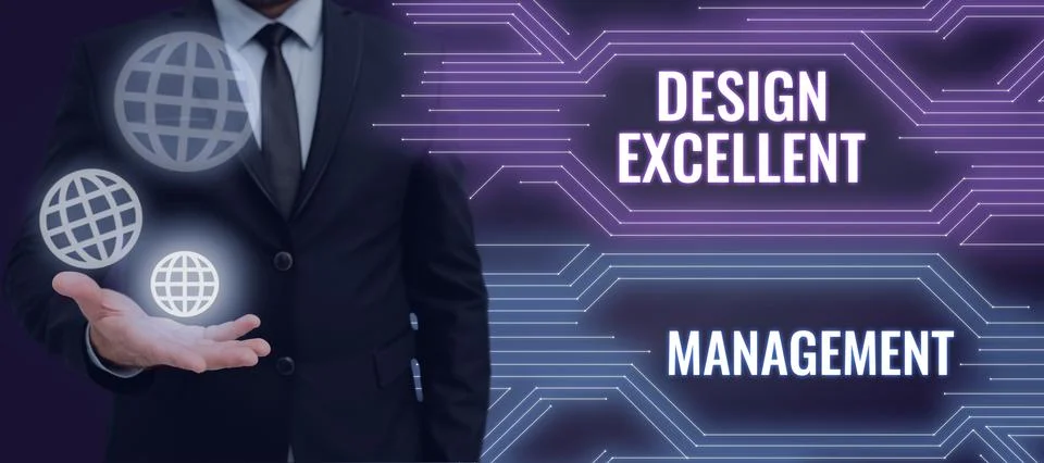 Text caption presenting Design Excellent Management. Word Written on technical 스톡 사진