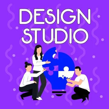 Text caption presenting Design Studio. Business concept workplace for designers Ilustración de archivo