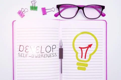 Text caption presenting Develop Self Awareness. Business concept Improve sharp 스톡 사진