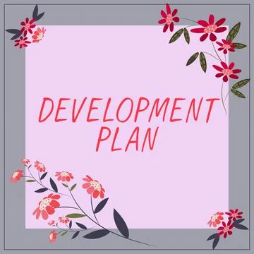 Text caption presenting Development Plan. Conceptual photo the planning of the イラスト素材
