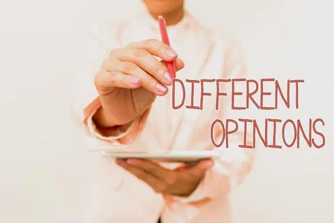 Text caption presenting Different Opinions. Internet Concept a conflict of Foto stock