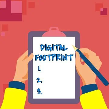 Text caption presenting Digital Footprint. Business showcase uses digital Stock Illustration