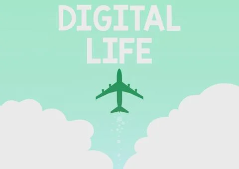 Text caption presenting Digital Life. Concept meaning Living in a world Stockillustratie