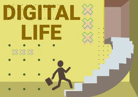Text caption presenting Digital Life. Business approach Living in a world Ilustração Stock