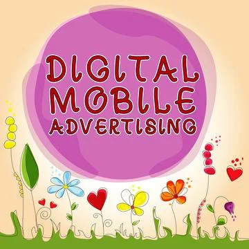 Text caption presenting Digital Mobile Advertising. Business showcase digitized Illustrazione stock