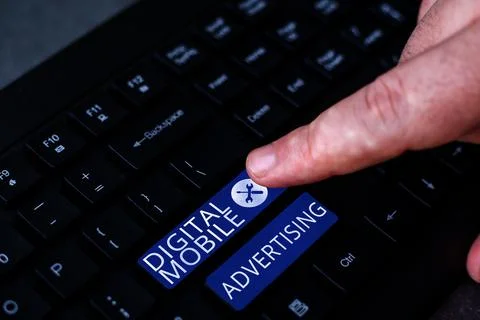 Text caption presenting Digital Mobile Advertising. Word Written on digitized Stock Photos