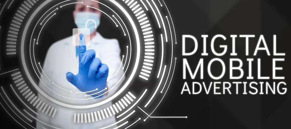 Text caption presenting Digital Mobile Advertising. Concept meaning digitized Stock Photos