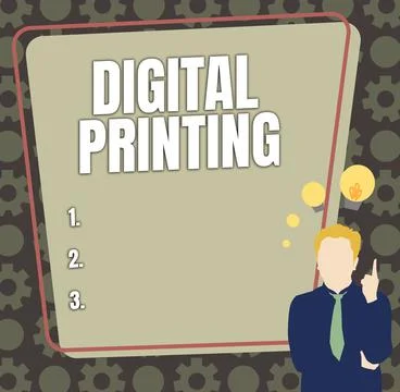 Text caption presenting Digital Printing. Conceptual photo digital based images 스톡 일러스트