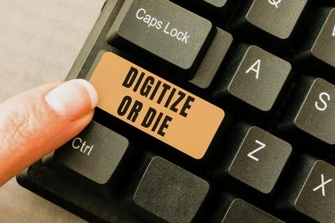 Text caption presenting Digitize Or Die. Word for Embrace the digital evolution Stock Photos
