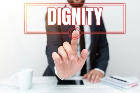 Text caption presenting Dignity. Conceptual photo Quality Being worthy of honor Stock Photos