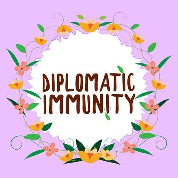 Text caption presenting Diplomatic Immunity. Business approach law that gives Stock Illustration